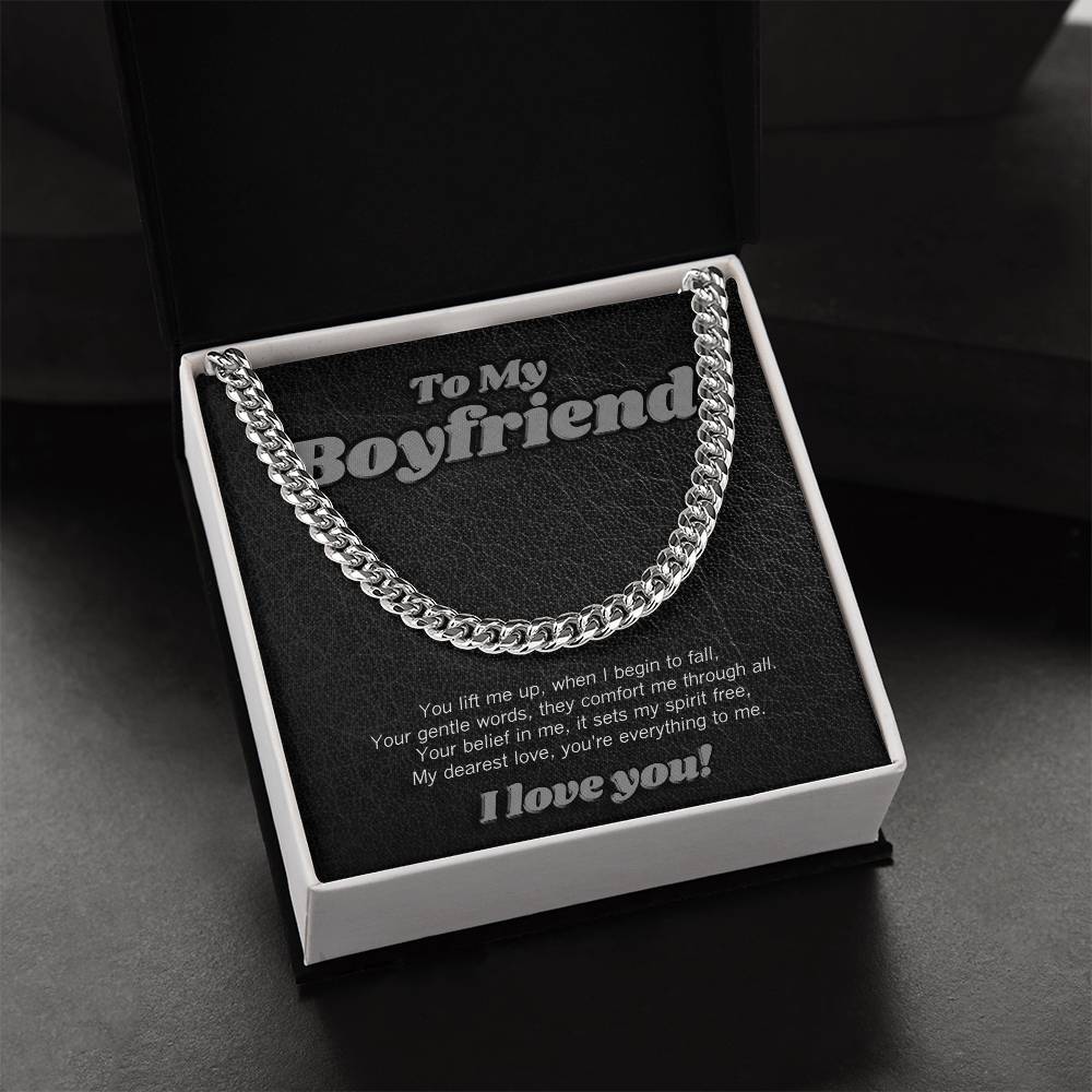 Cubin link necklace for boyfriend with sweet poem!