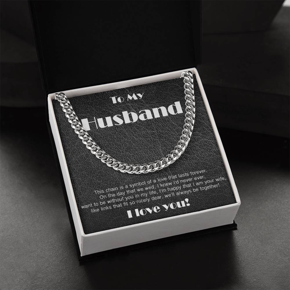Amazing Cuban Link necklace: black leather theme and poem!