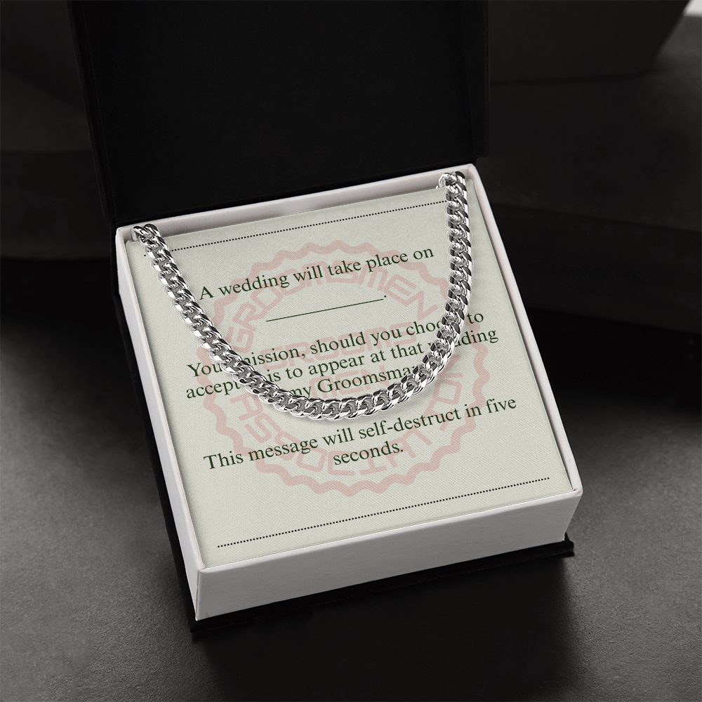 Groomsman gift spy themed card Chain
