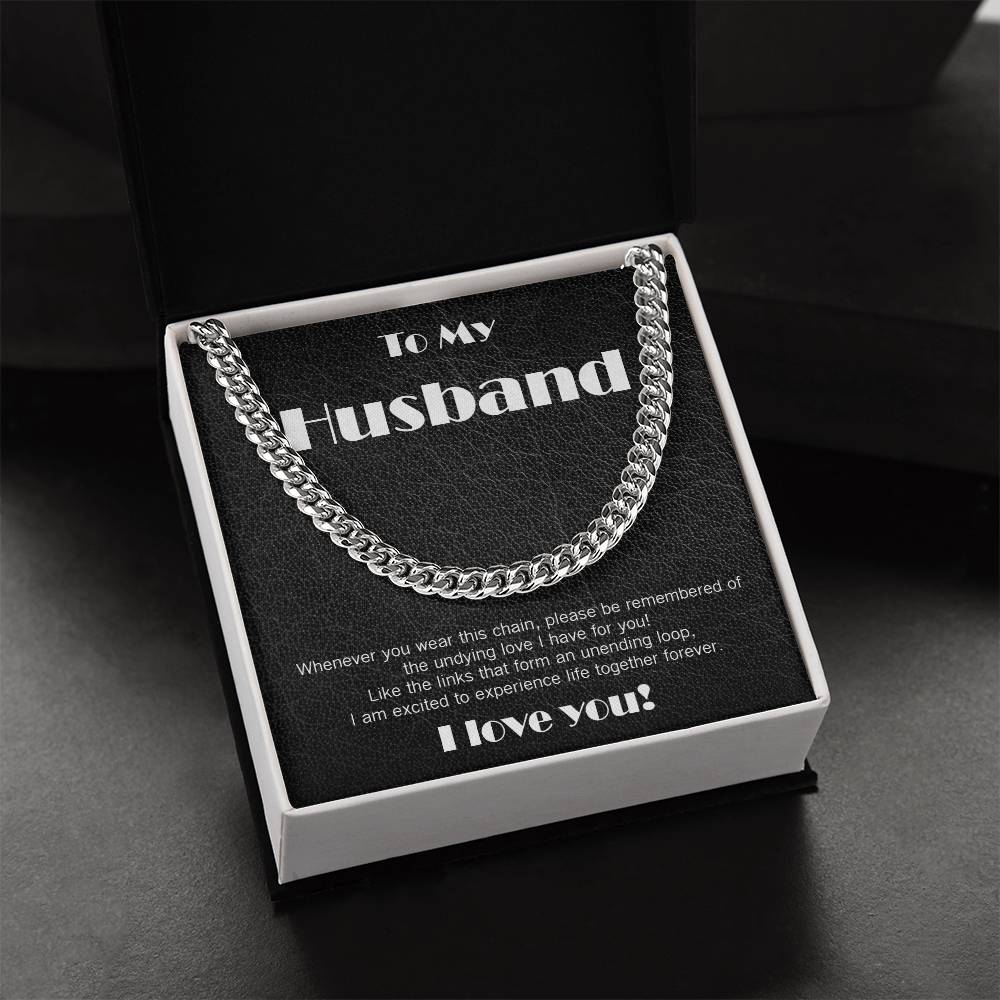 Amazing Cuban Link necklace, black leather theme