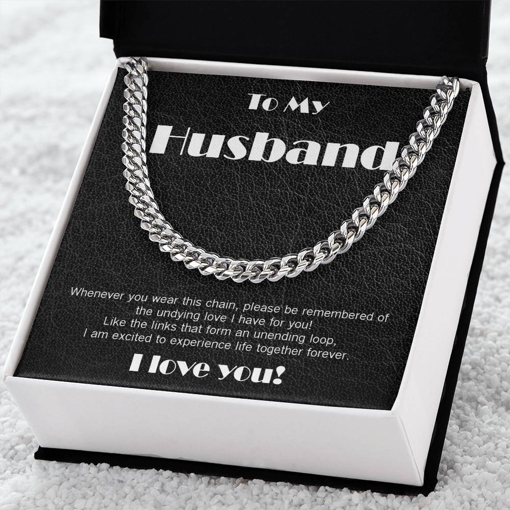 Amazing Cuban Link necklace, black leather theme