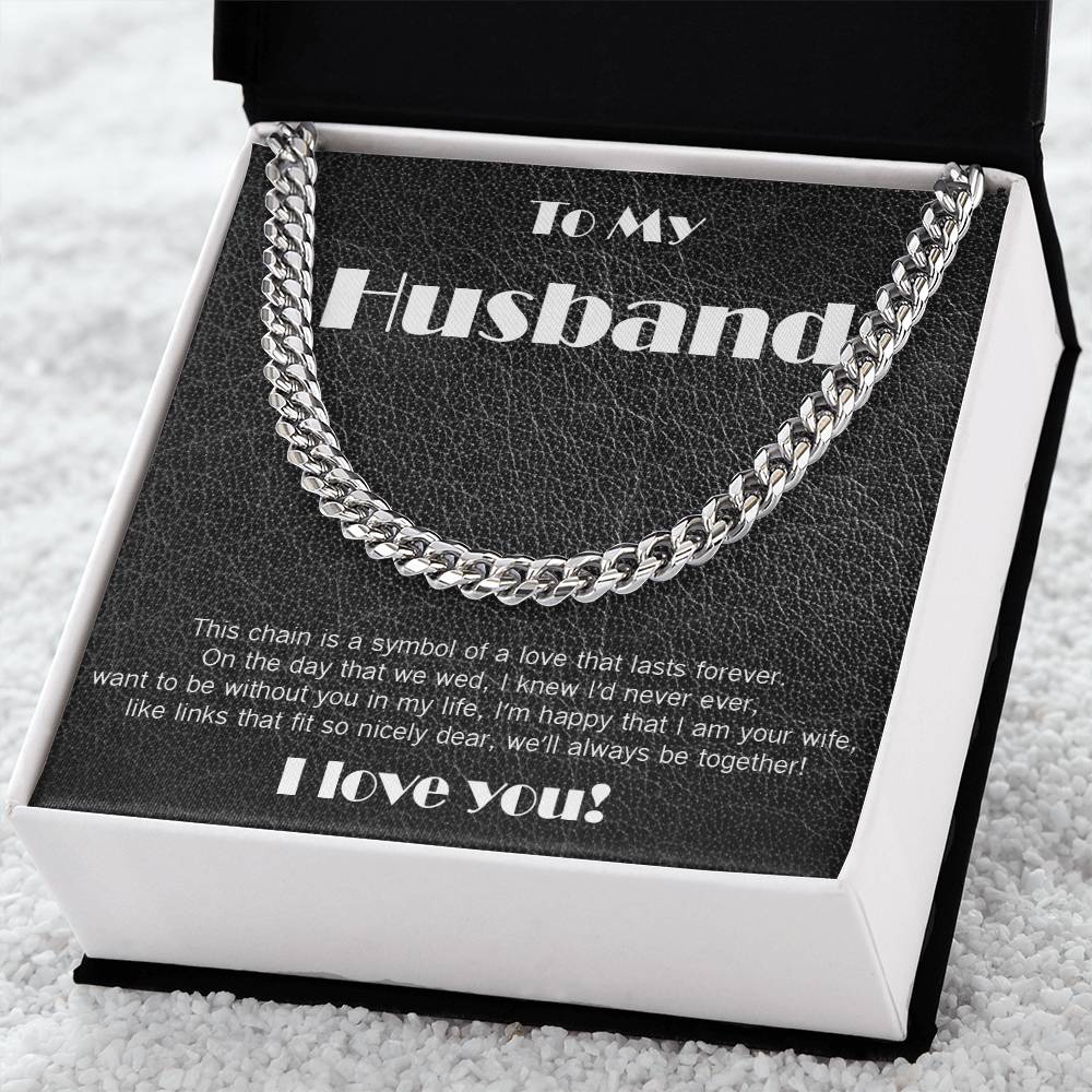 Amazing Cuban Link necklace: black leather theme and poem!