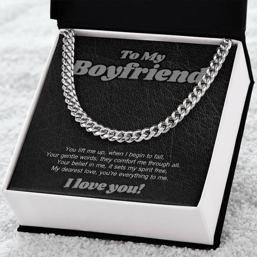 Cubin link necklace for boyfriend with sweet poem!