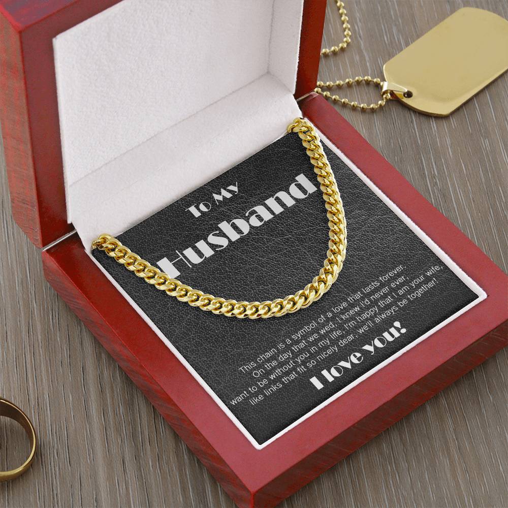 Amazing Cuban Link necklace: black leather theme and poem!