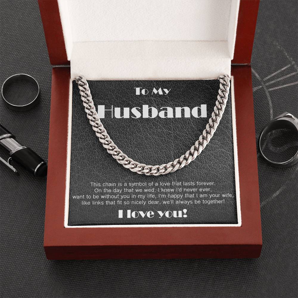 Amazing Cuban Link necklace: black leather theme and poem!