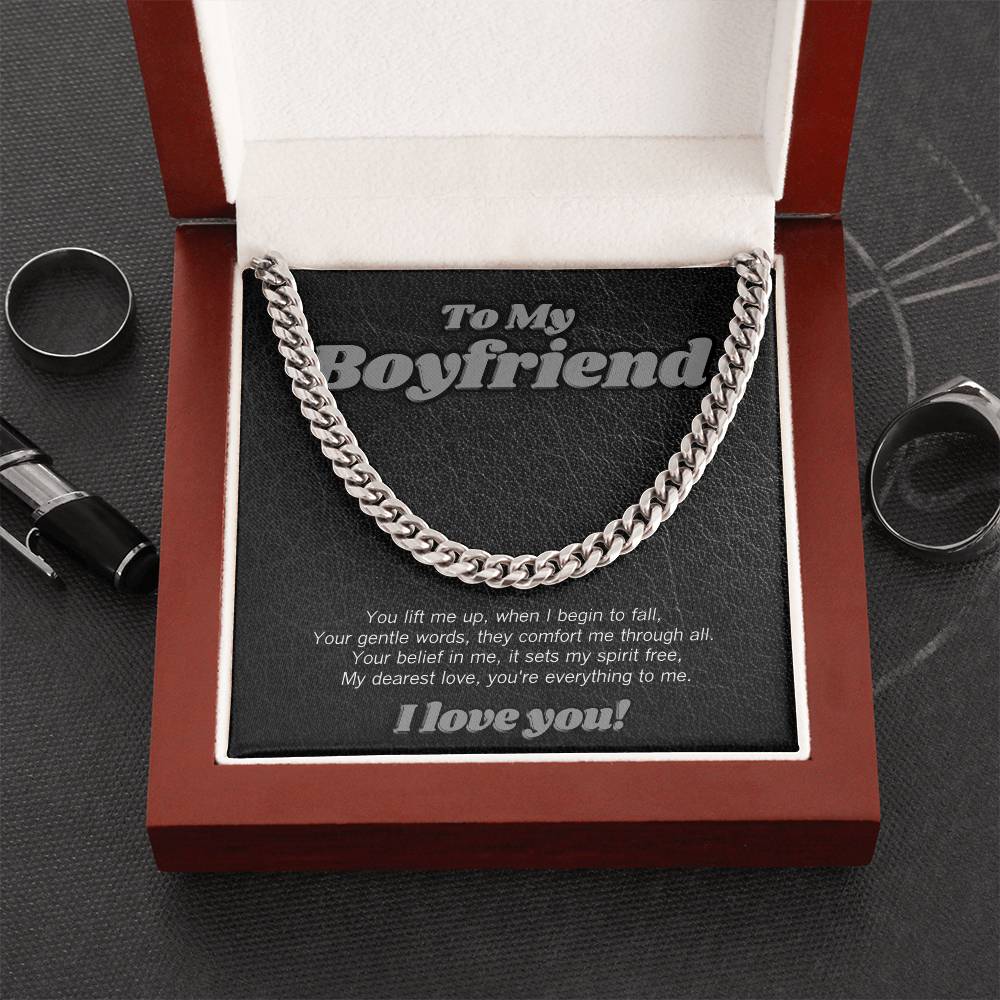 Cubin link necklace for boyfriend with sweet poem!
