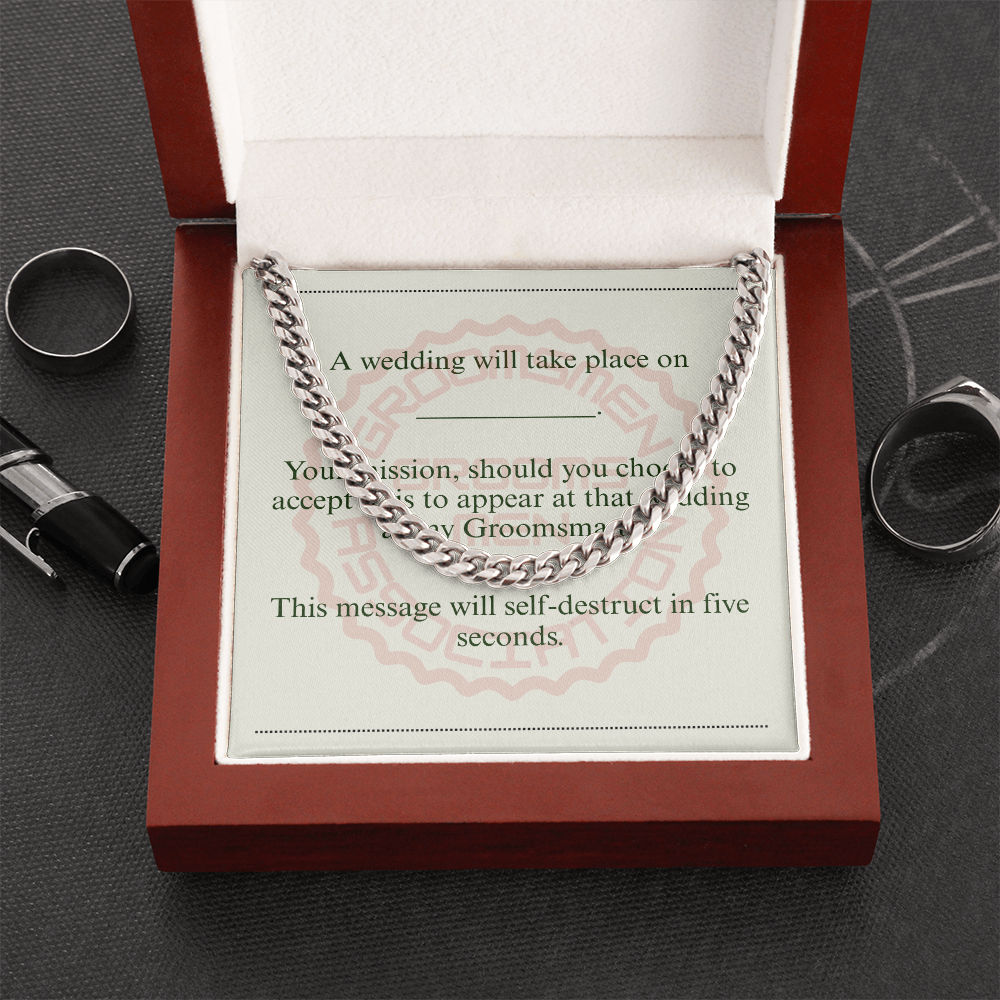 Groomsman gift spy themed card Chain