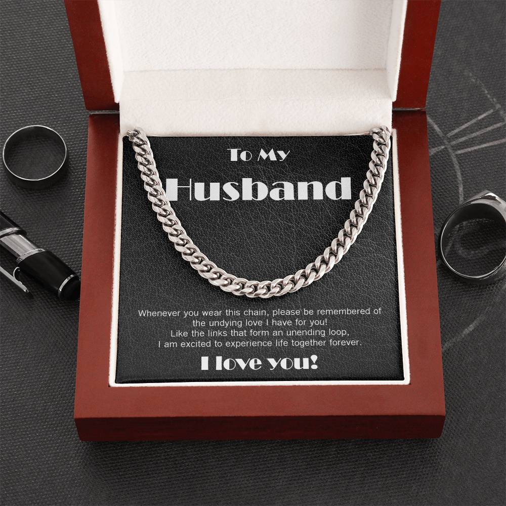 Amazing Cuban Link necklace, black leather theme