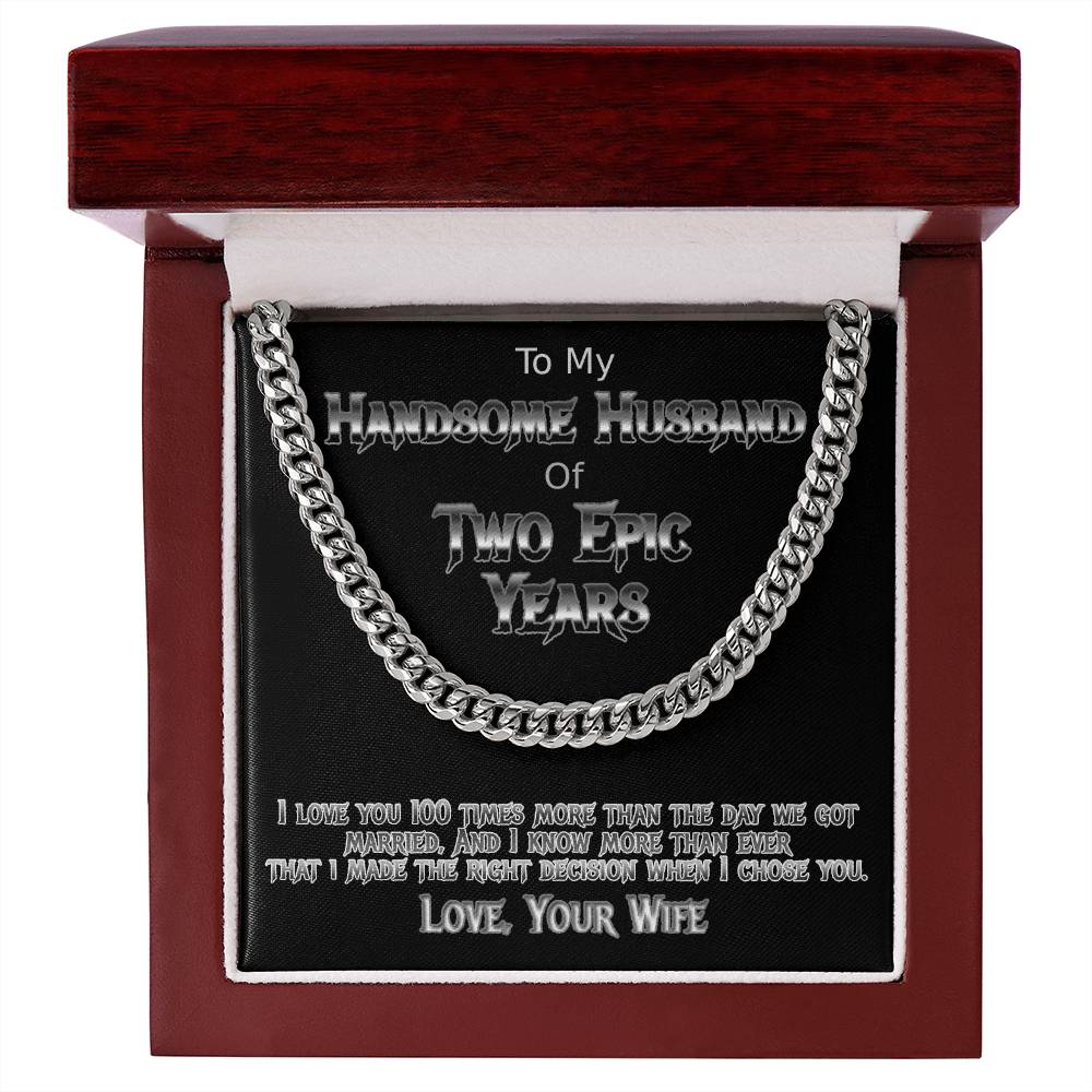 Two Years anniversary Cuban link necklace for handsome husband
