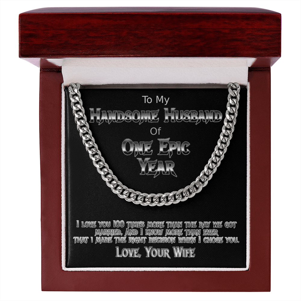 One Year anniversary Cuban link necklace for handsome husband