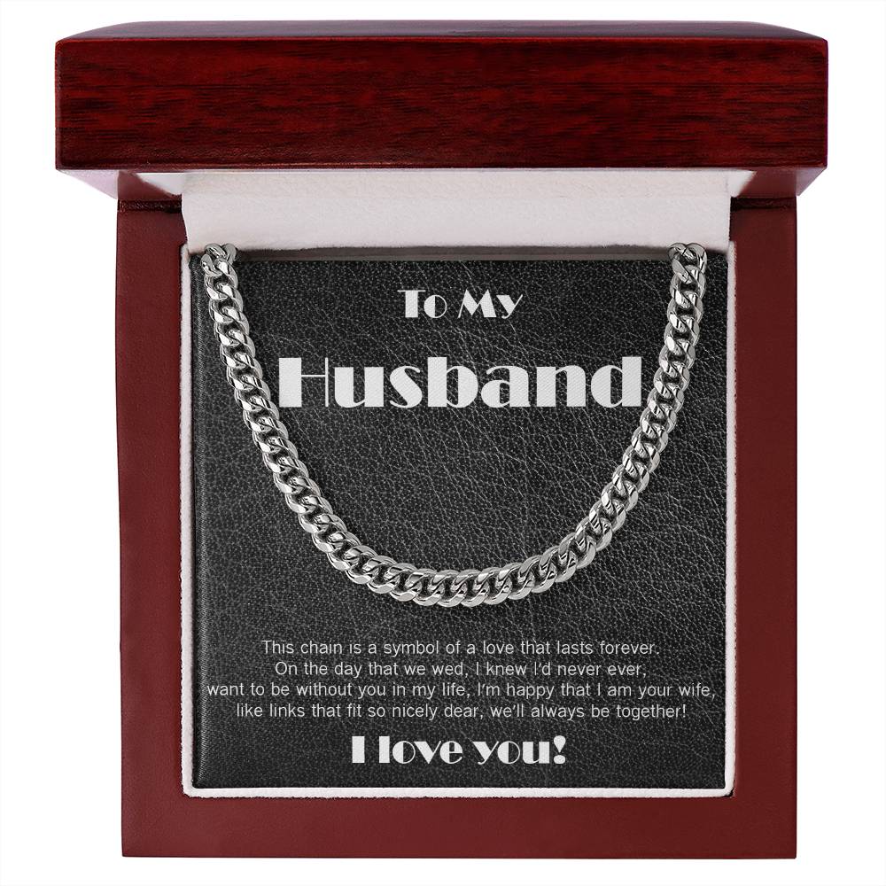 Amazing Cuban Link necklace: black leather theme and poem!
