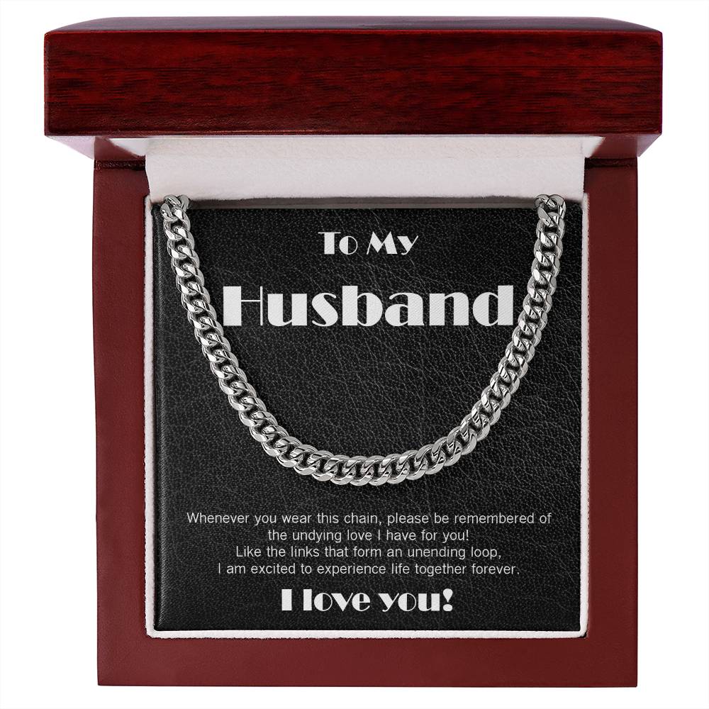 Amazing Cuban Link necklace, black leather theme