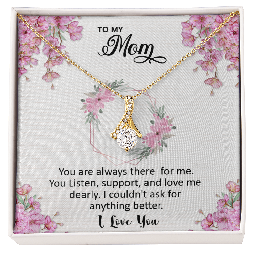Mom, I love you dearly pink flower card Alluring Beauty necklace