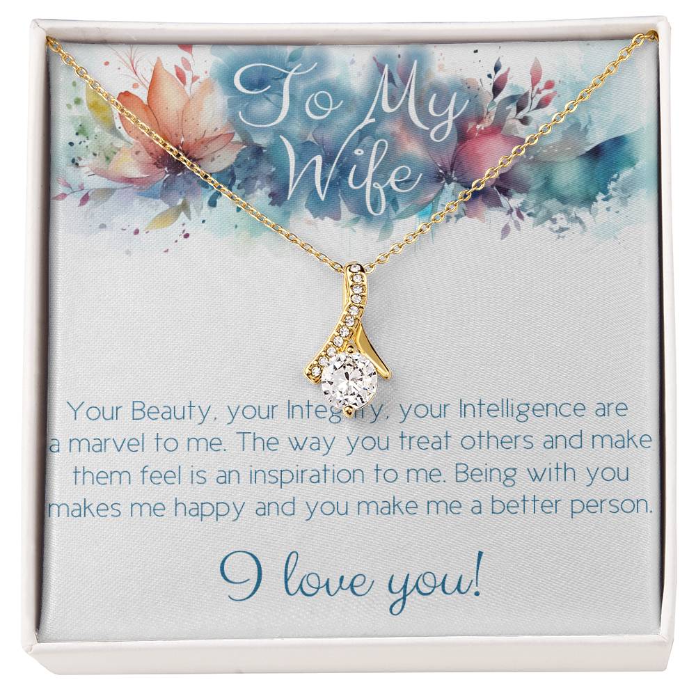 The perfect gift for Your Wife: Necklace with message card: Beauty, Integrity and Intelligence