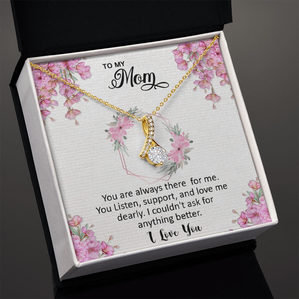 Mom, I love you dearly pink flower card Alluring Beauty necklace