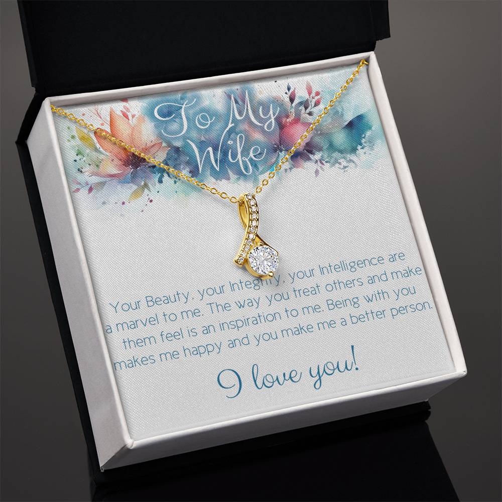 The perfect gift for Your Wife: Necklace with message card: Beauty, Integrity and Intelligence