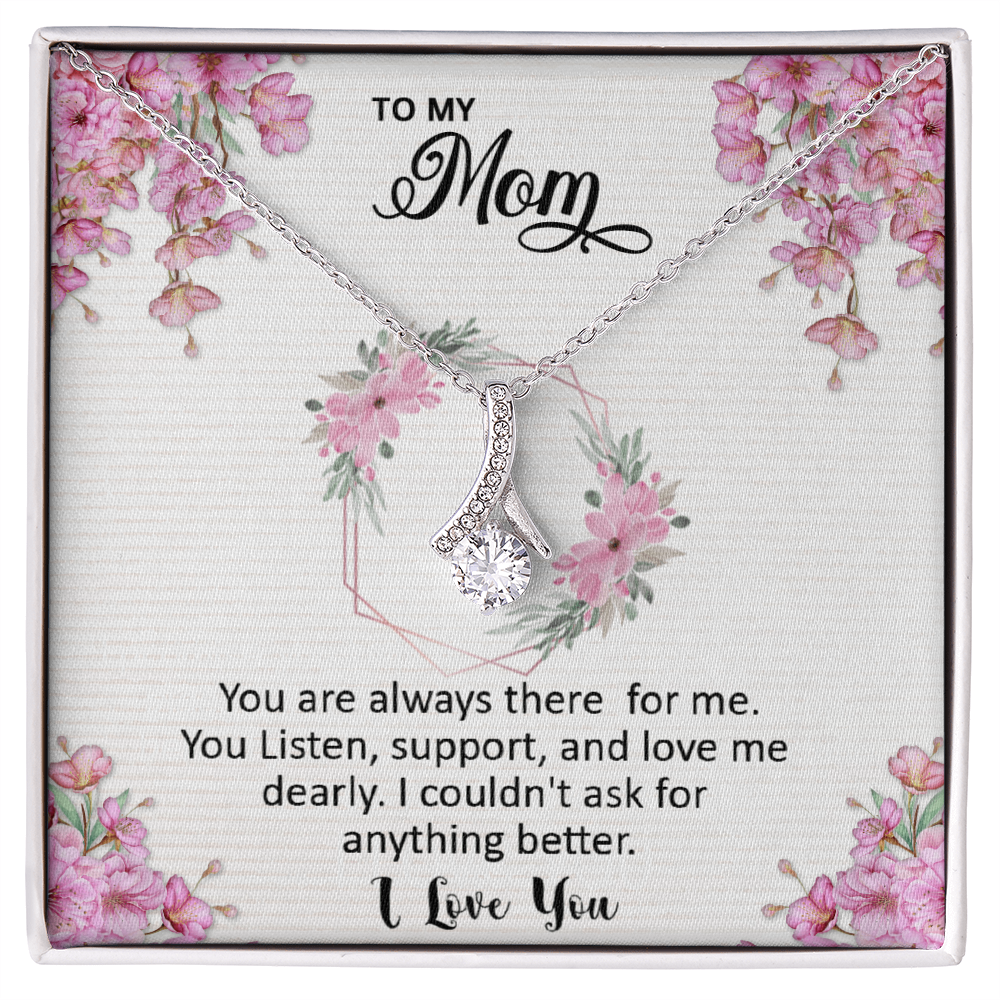 Mom, I love you dearly pink flower card Alluring Beauty necklace