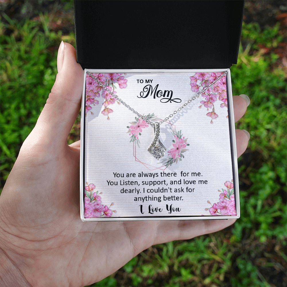 Mom, I love you dearly pink flower card Alluring Beauty necklace