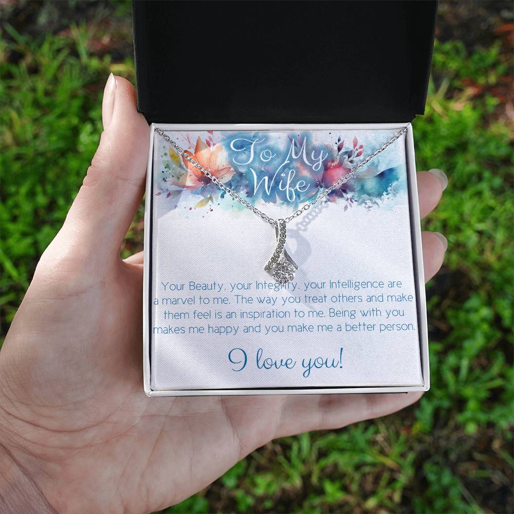The perfect gift for Your Wife: Necklace with message card: Beauty, Integrity and Intelligence