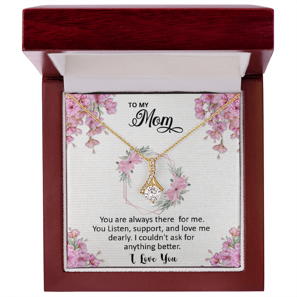 Mom, I love you dearly pink flower card Alluring Beauty necklace