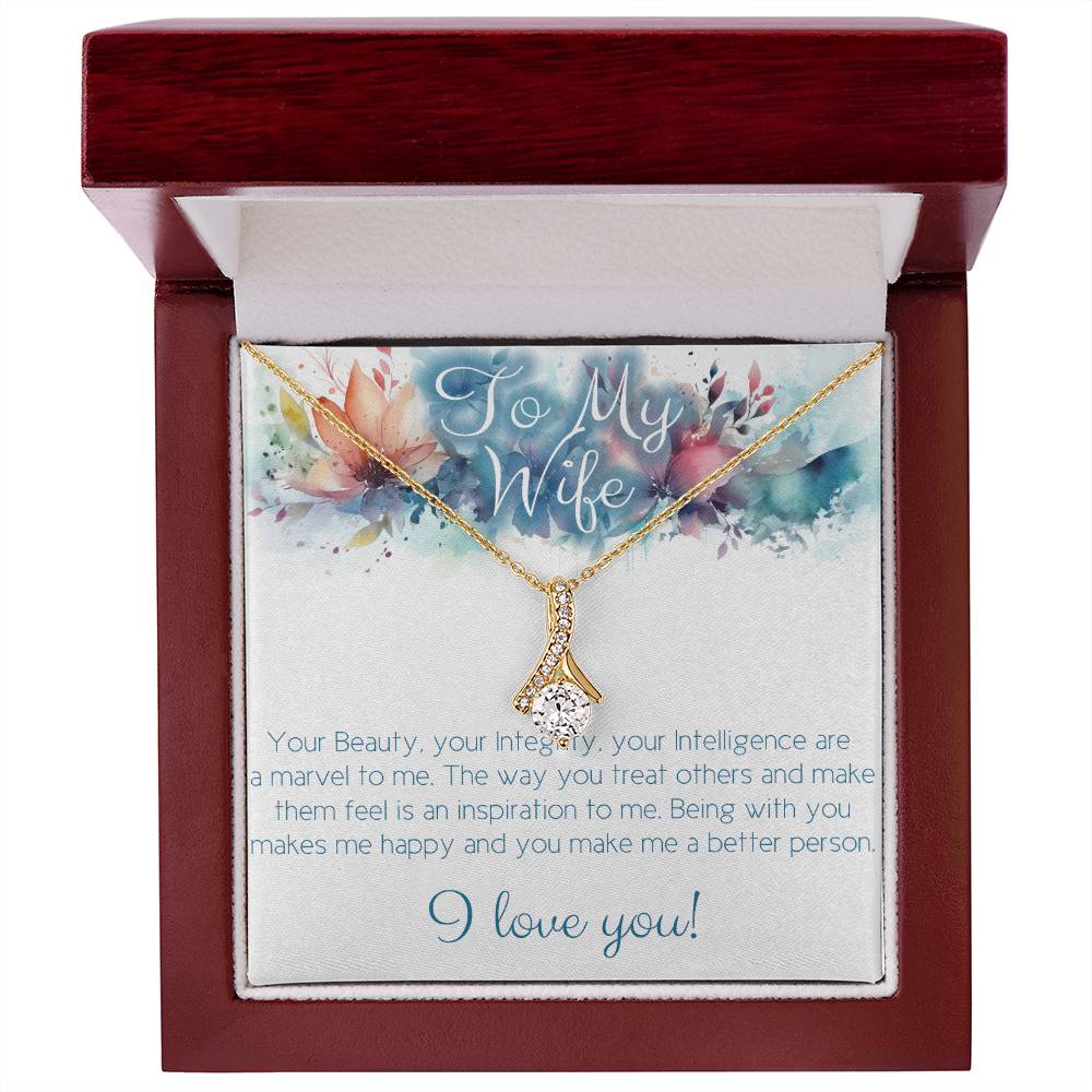 The perfect gift for Your Wife: Necklace with message card: Beauty, Integrity and Intelligence