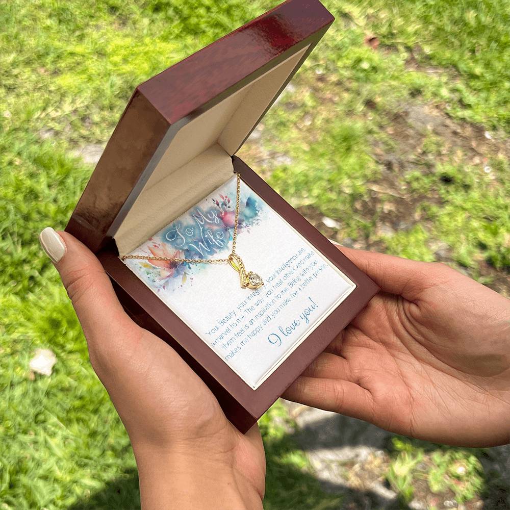 The perfect gift for Your Wife: Necklace with message card: Beauty, Integrity and Intelligence