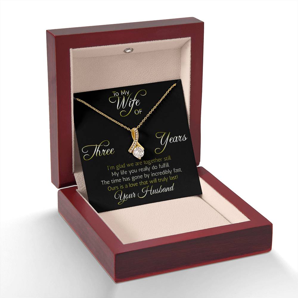 Perfect Gift for Wife of Three years: anniversary necklace pendant, Aluring Beauty ribbon pendant reminds her that your love is intertwined!