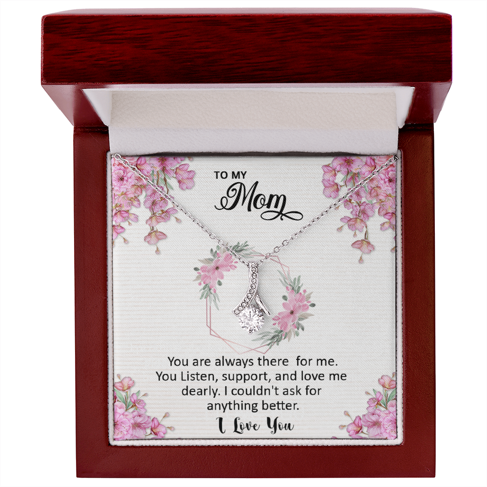 Mom, I love you dearly pink flower card Alluring Beauty necklace