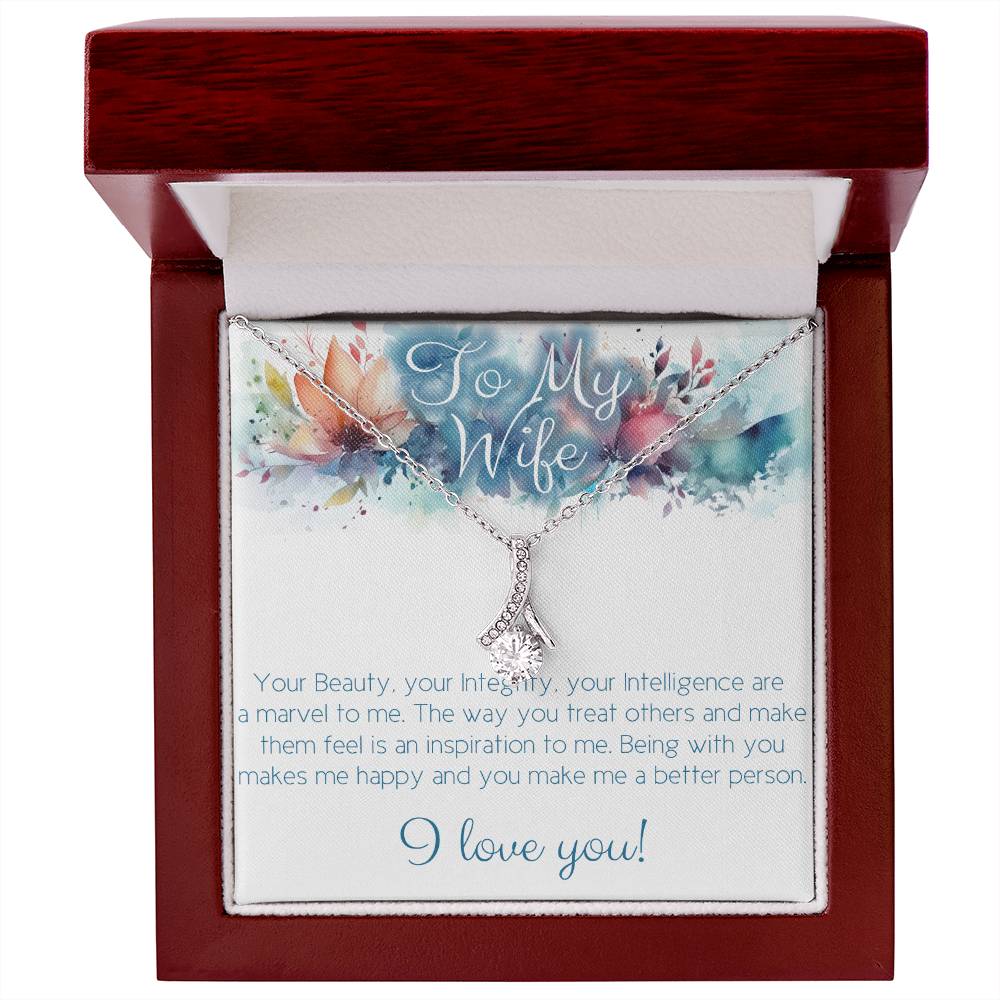 The perfect gift for Your Wife: Necklace with message card: Beauty, Integrity and Intelligence