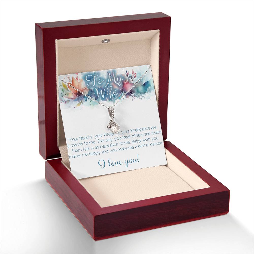 The perfect gift for Your Wife: Necklace with message card: Beauty, Integrity and Intelligence