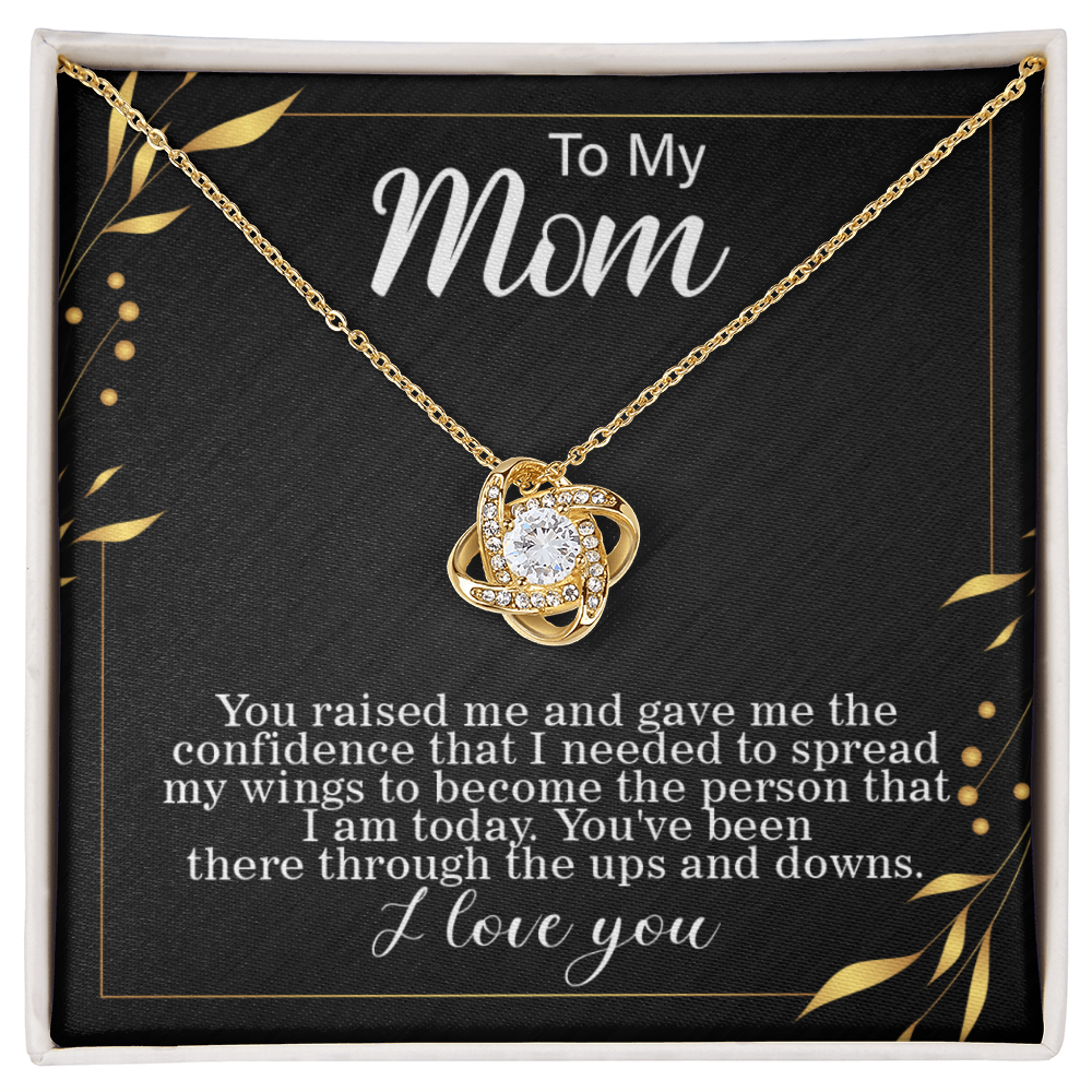 To mom, Spreading my Wings Card Love Knot gift for graduation day, moving out, or going to college