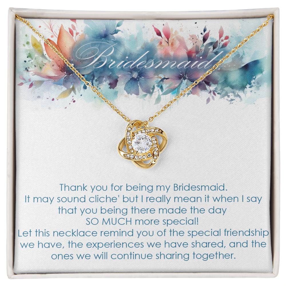 Thank you gift for Bridesmaid for wedding in the past. Love knot necklace