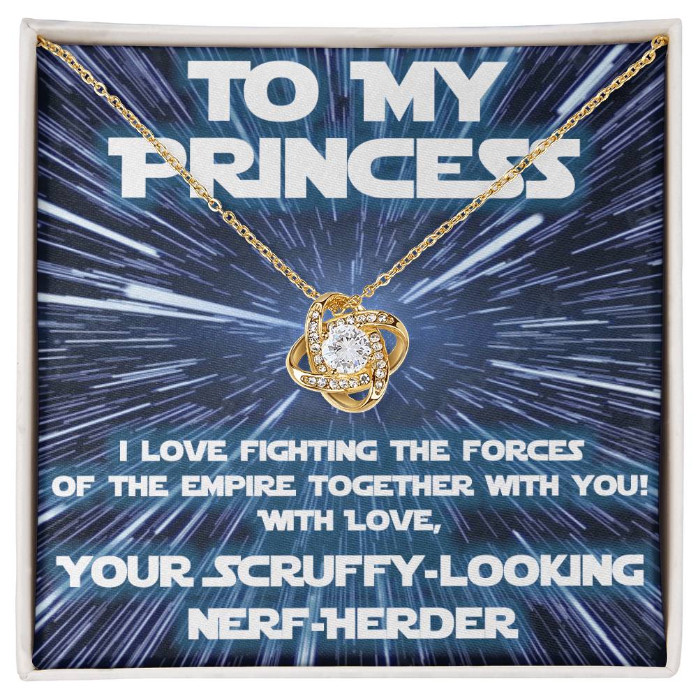 For Her: from scruffy looking Nerf-herder! (love knot variation)