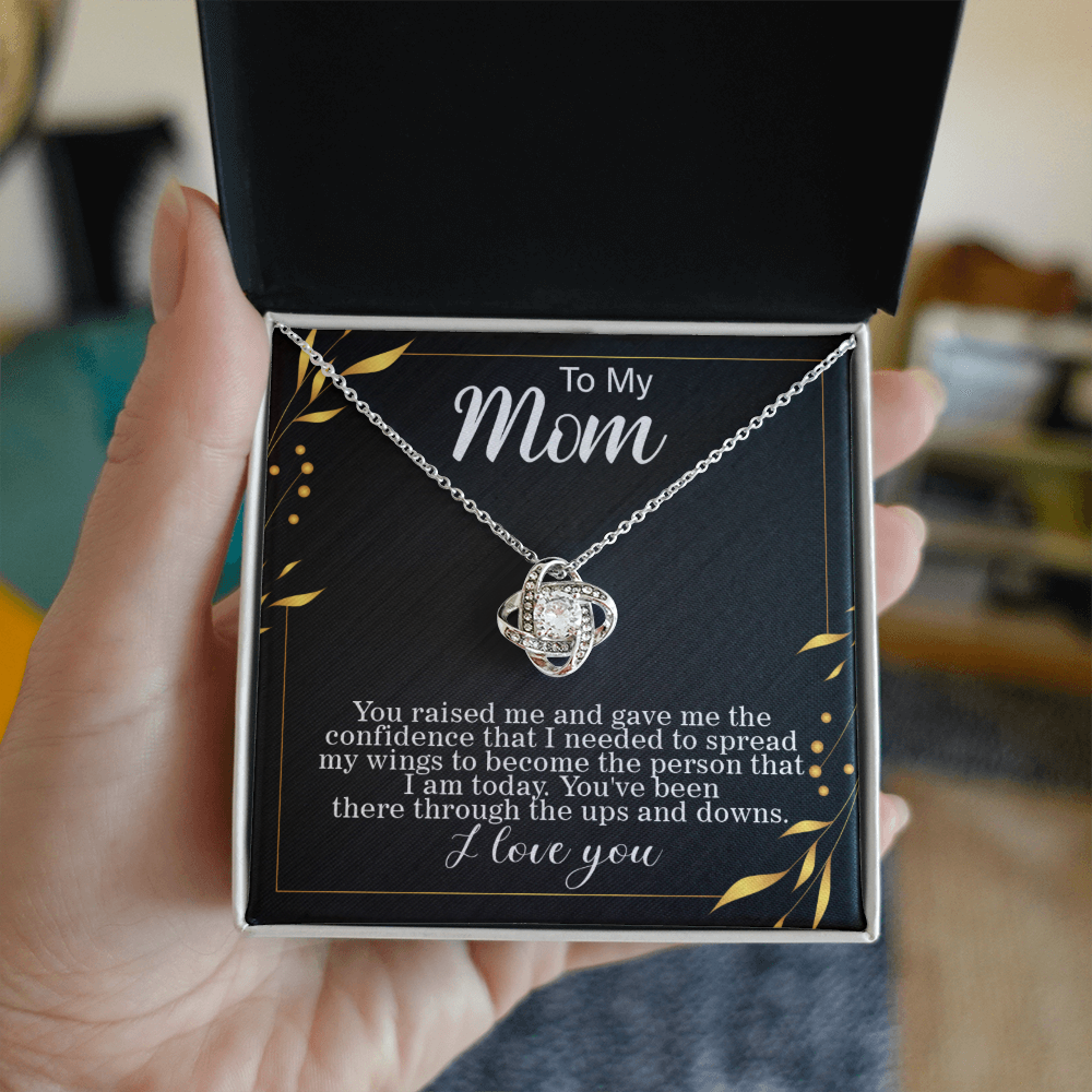 To mom, Spreading my Wings Card Love Knot gift for graduation day, moving out, or going to college