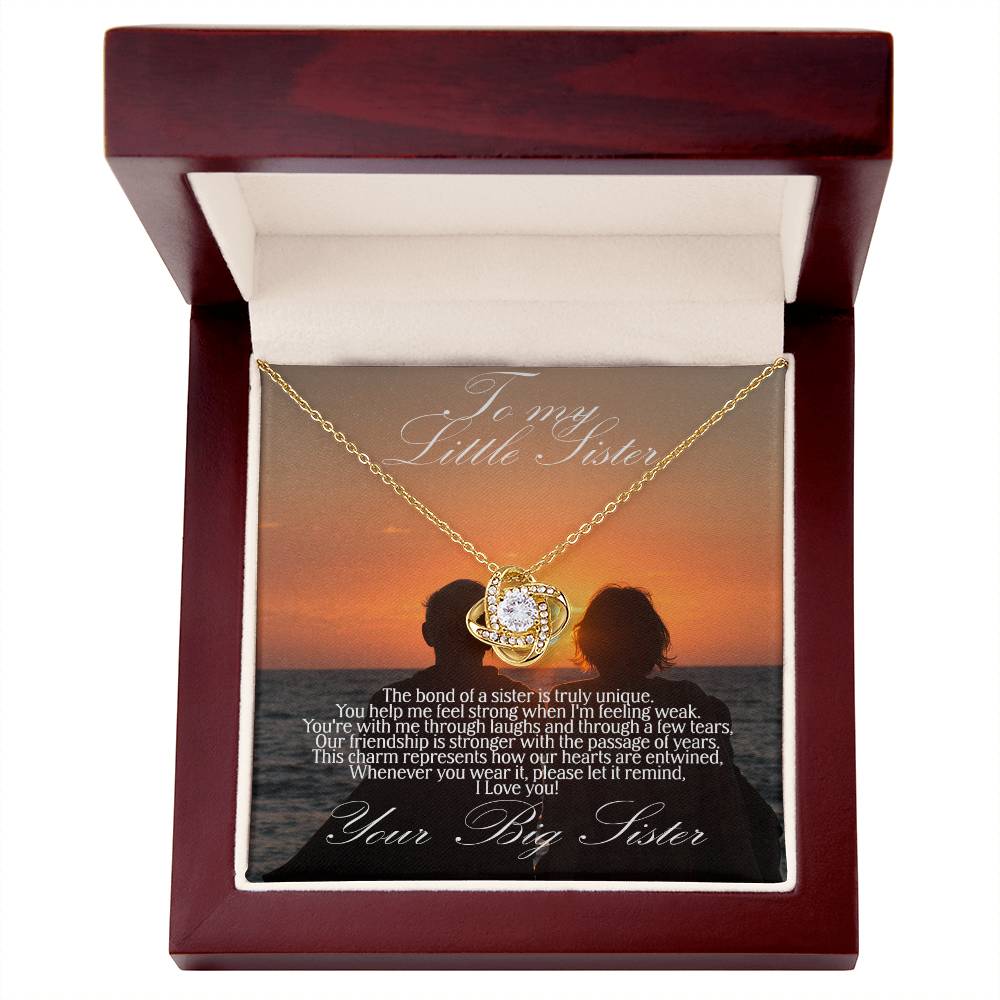 To Little Sister Love knot necklace
