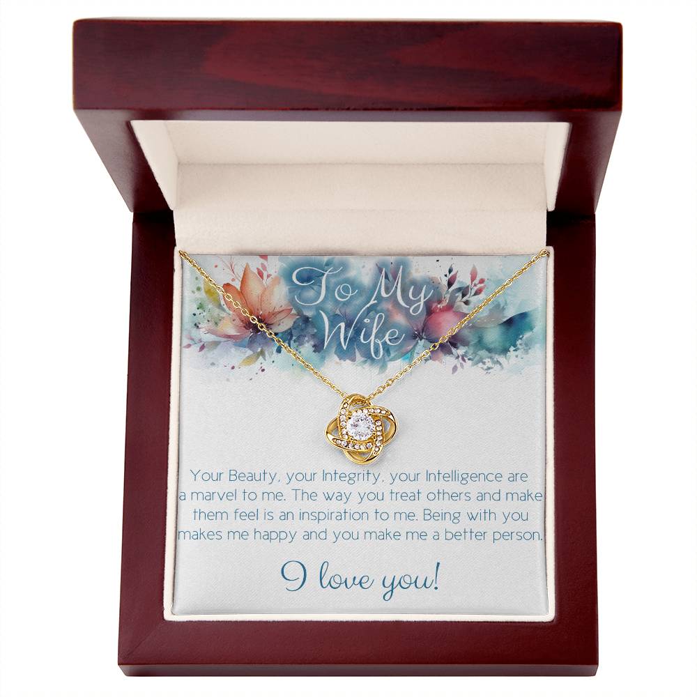 Perfect Necklace gift for wife: Your Beauty, Integrity and Intelligence Love knot variation