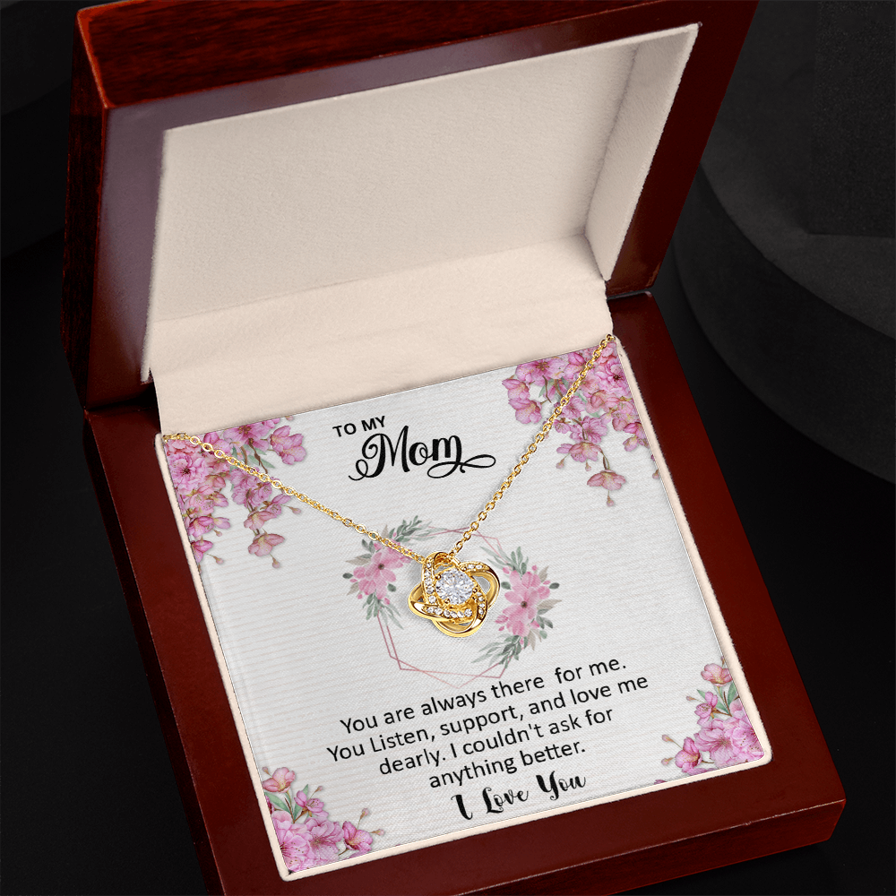 Mom, I love you dearly pink flower card Love Knot necklace