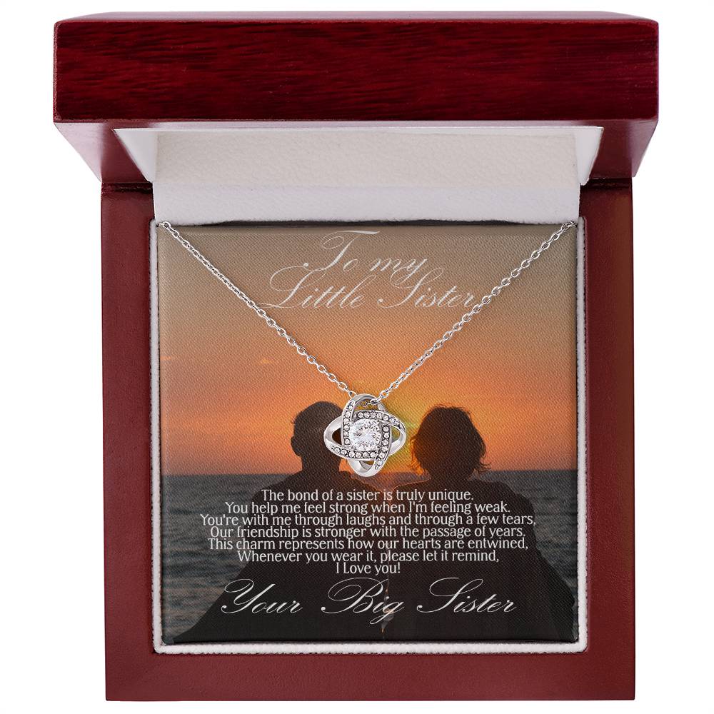 To Little Sister Love knot necklace