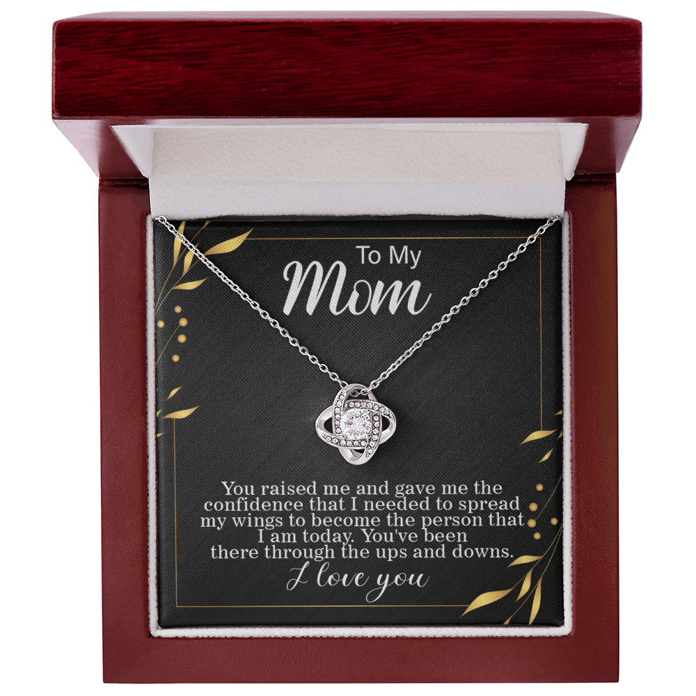 To mom, Spreading my Wings Card Love Knot gift for graduation day, moving out, or going to college