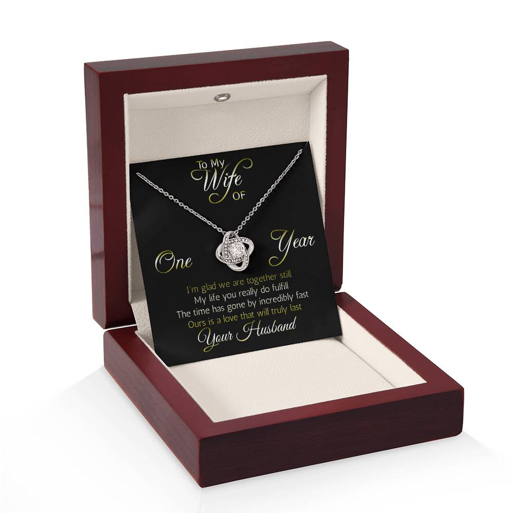 Perfect Gift for Wife of One year anniversary necklace pendant, Love Knot... Love that will truly last