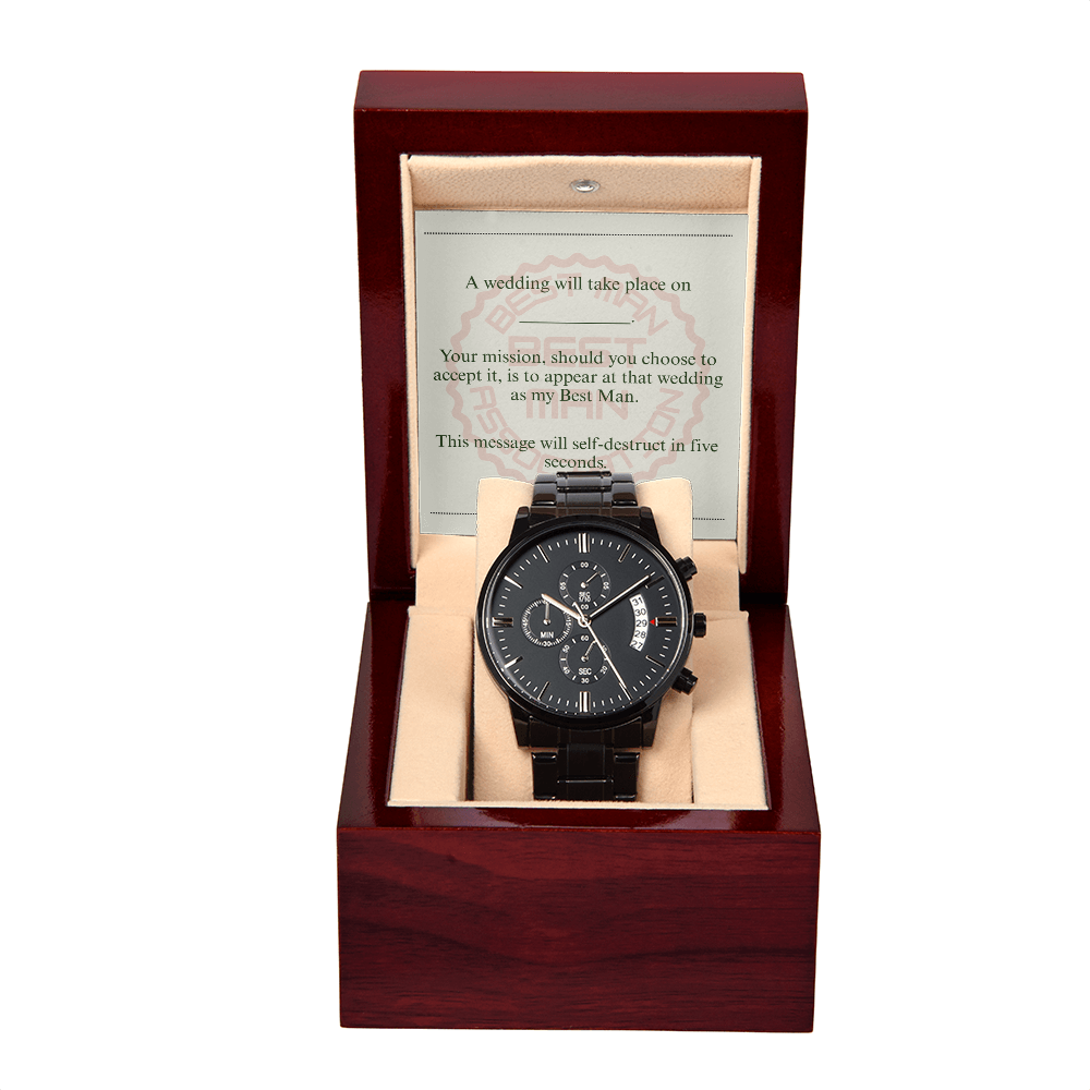 Best Man gift spy themed card Chronograph Watch