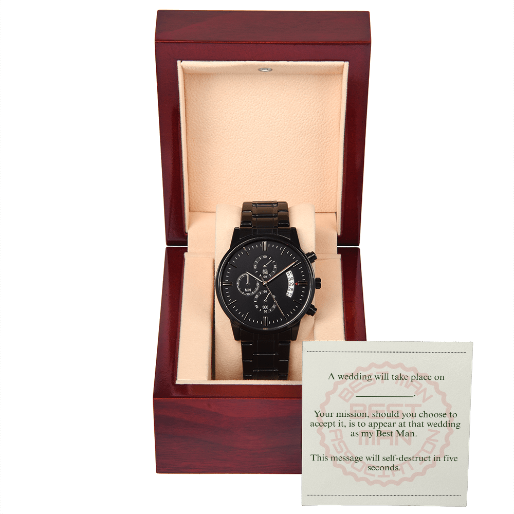 Best Man gift spy themed card Chronograph Watch