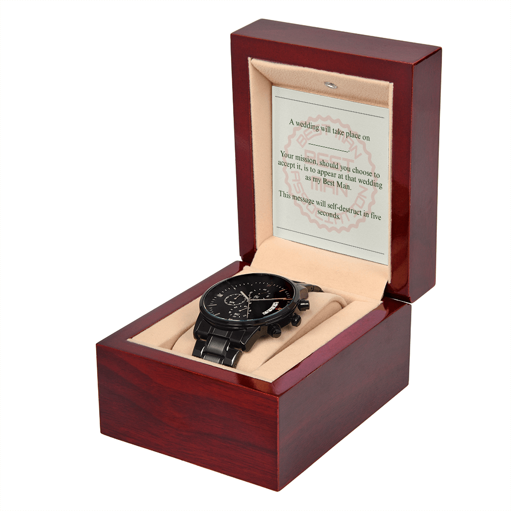 Best Man gift spy themed card Chronograph Watch