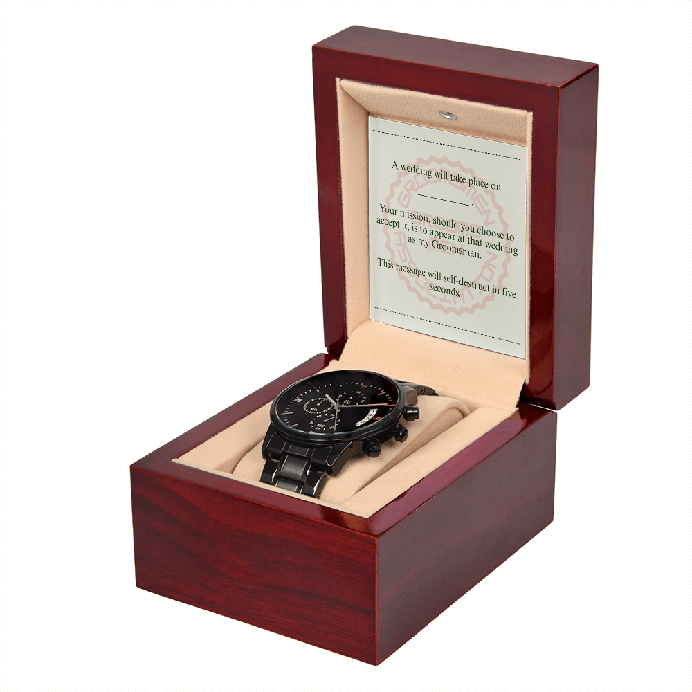 Groomsman gift spy themed card Chronograph Watch