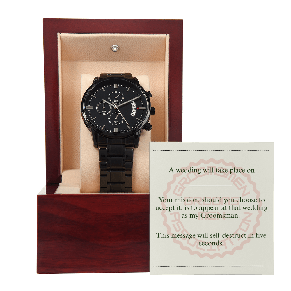 Groomsman gift spy themed card Chronograph Watch