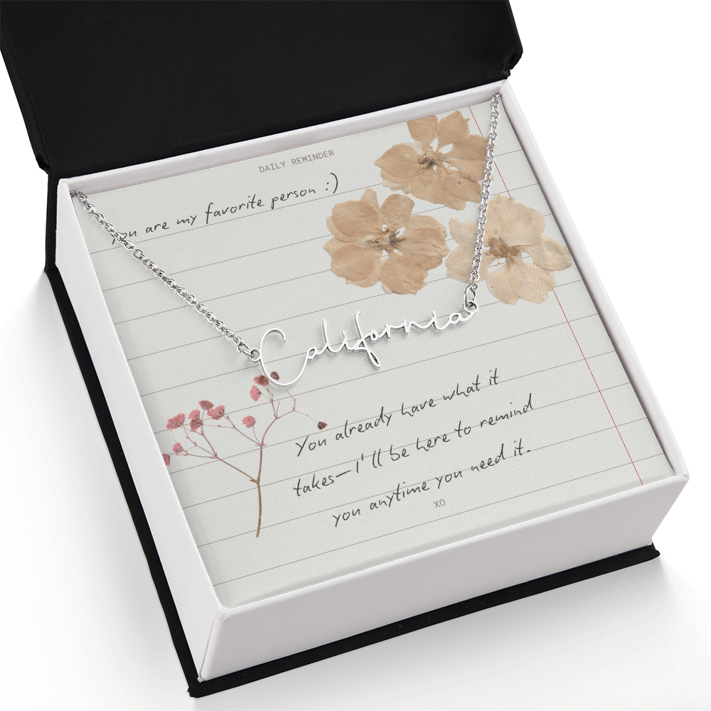 Custom Script necklace You are my Favorite Person Inspirational Card for Best Friend
