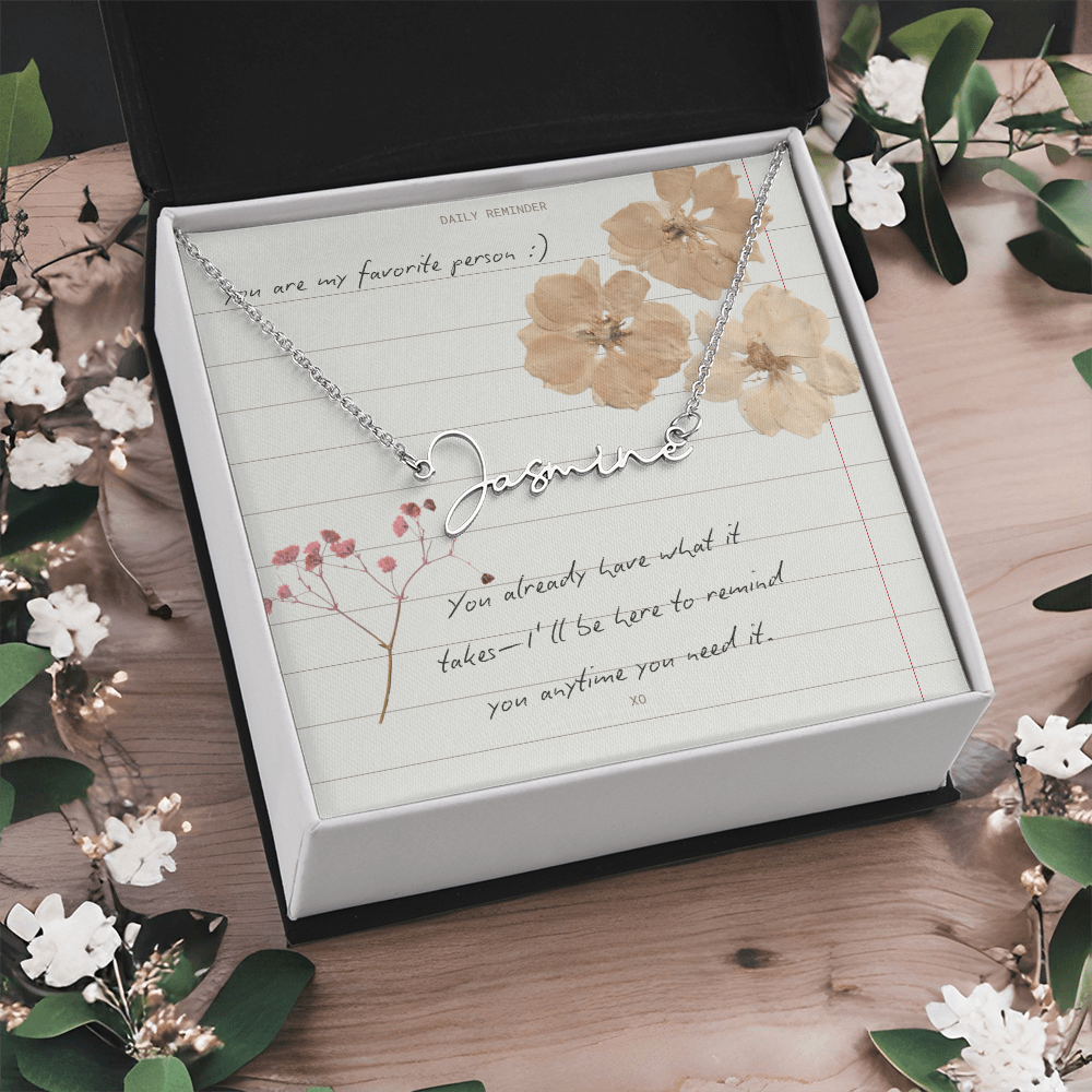 Custom Script necklace You are my Favorite Person Inspirational Card for Best Friend