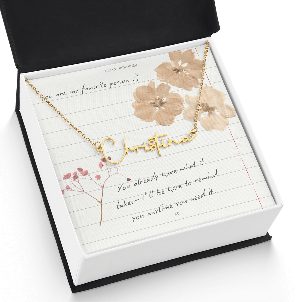 Custom Script necklace You are my Favorite Person Inspirational Card for Best Friend
