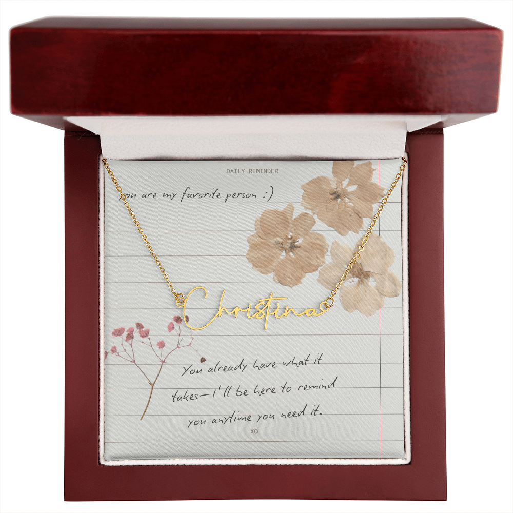 Custom Script necklace You are my Favorite Person Inspirational Card for Best Friend