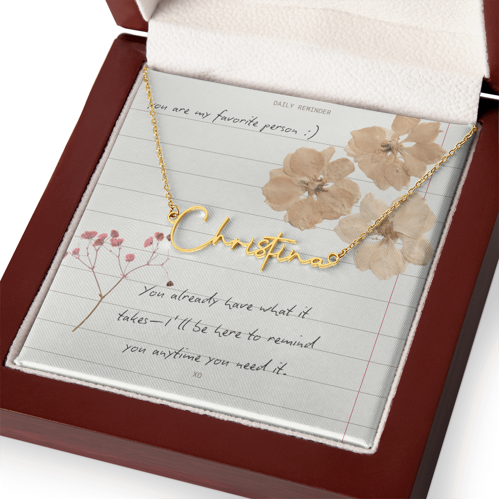 Custom Script necklace You are my Favorite Person Inspirational Card for Best Friend